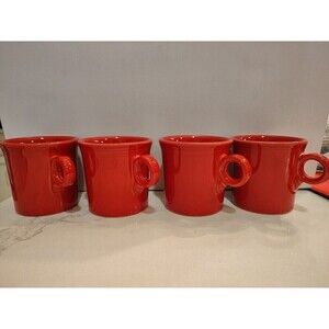 Set of 4 Fiesta Fiestaware HLC S Scarlett Red Mug Tom Jerry Ring Handle